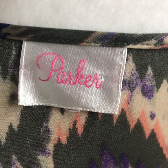 Parker green and purple printed faux wrap top - Picture 3 of 6